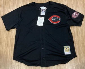 New Mitchell & Ness Ken Griffey Jr Cincinnati Reds Black Jersey Mens 2XL 52 - Picture 1 of 12