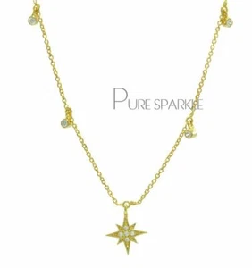 14K Gold 0.20 Ct. Lab-Created Diamond Starburst Pendant Necklace Fine Jewelry - Picture 1 of 3