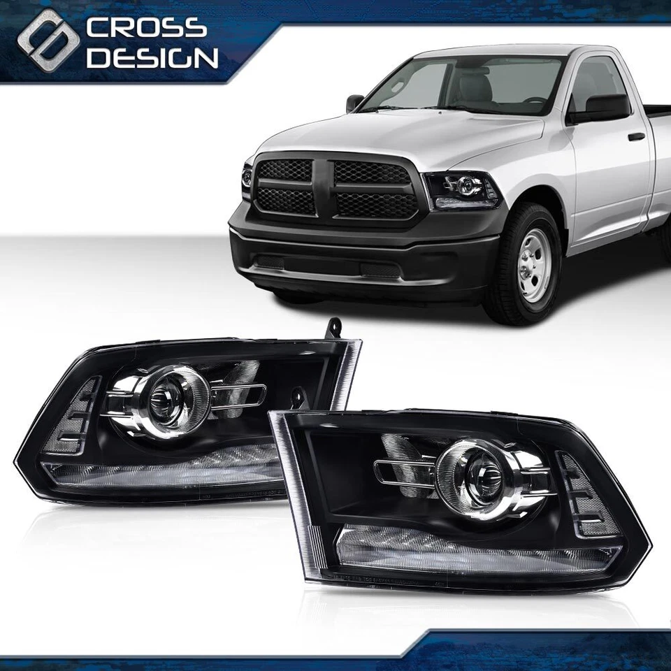 Compatível com 2013-2018 Dodge Ram 1500 2500 3500 LED DRL Project faróis com lâmpada - Imagem 1 de 4