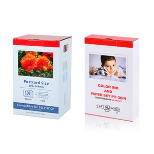 Fits Canon Selphy CP Printer KP-108IN KP-36IP Color Ink Toners / 4"x6" Paper Set - Bild 1 von 12