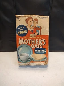 Vintage 1950s Mother's Oats Box Quaker Oats featuring Homer Laughlin's Carnival - Picture 1 of 10