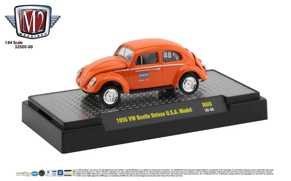 1956 VW Beetle Deluxe USA Model Diecast 1:64 Scale Model - M2 32500-60 - Изображение 1 из 1