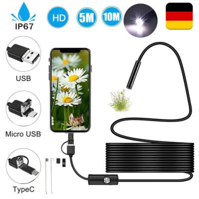 Endoskopkamera mit Licht 2-10M, HD Endoskop-Kamera Handy PC Wasserdichtes - Bild 1 von 4