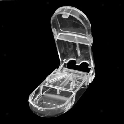 Clear Pill Cutter Medicine Tablet Holder Splitter Half Storage Compartment Box  - Image 1 of 4