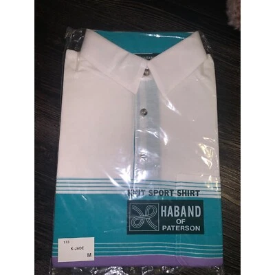 De colección, ¡nuevo con etiquetas! Haband! Camisa deportiva de punto púrpura turquesa verde azulado a rayas de Paterson mediana Foto 1 de 2