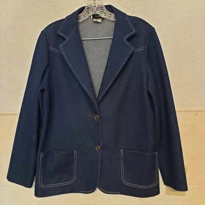 Vintage Women's 70s Alamode Of California Blue Denim Western Blazer Jacket Sz Lg - Image 1 of 4
