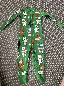 Hanna Andersson Snow Bears cones Organic One Piece Pajamas Size 85 US 2T - Picture 1 of 3