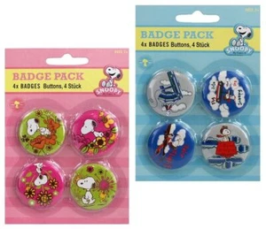 Snoopy Buttons Peanuts Anstecker Set 4 Stück Rucksack Anhänger Geschenk Neu ♥ - Bild 1 von 3