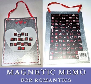 A4 MAGNETIC MEMO HANGING SIGN Galvanised Metal COUPLES ROMANCE HEARTS Red Ribbon - Picture 1 of 9