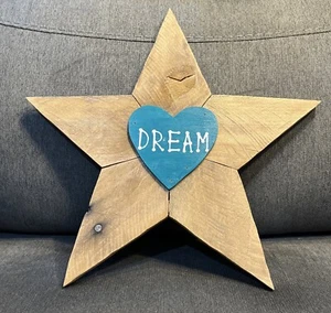 Rustic Pine Wood Star Dream Sign 12” Tall - Picture 1 of 3