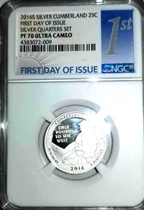 2016 S Silver CUMBERLAND GAP 25c NGC PF-70 Ultra Cameo First Day of Issue! /113 - Picture 1 of 2