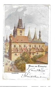 Nr.56060 PK Litho Gruss aus Leitmeritz Litoměřice   Böhmen 1899 nach Bad Ischl - Picture 1 of 2