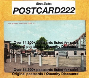 RI Crescent Park 1908-14 antike Postkarte THE MIDWAY ACHTERBAHN MOXIE SCHILD - Bild 1 von 1