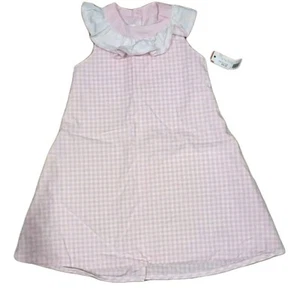 Jack & Teddy rosa weiß Gingham Karo ärmelloses Kleid neu mit Etikett Gr. 4 Mädchen hergestellt in den USA - Bild 1 von 5