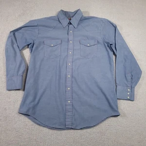 Vintage Big Mac Shirt Mens Extra Large Blue Western Pearl Snap Workwear 70s 80s - Picture 1 of 13