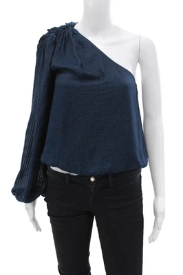 Blusa Top Cami NYC Mujer Un Hombro Manga Larga Rayas Azul Talla XS Foto 1 de 4