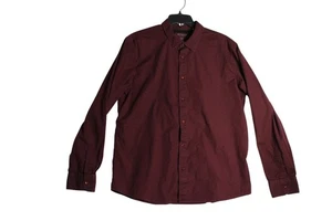 Guess L/S Red Pattern Button Down Dress Shirt Mens XL Slim Fit - Picture 1 of 6