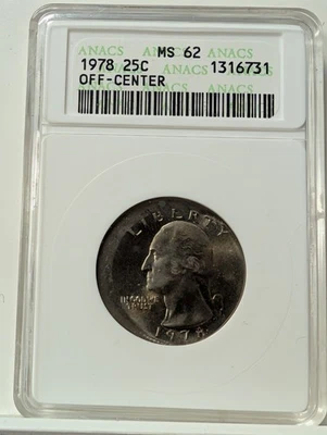 1978 25C ANACS MS65 Off Center Error Washington Quarter - Soap Box Holder - Image 1 of 4