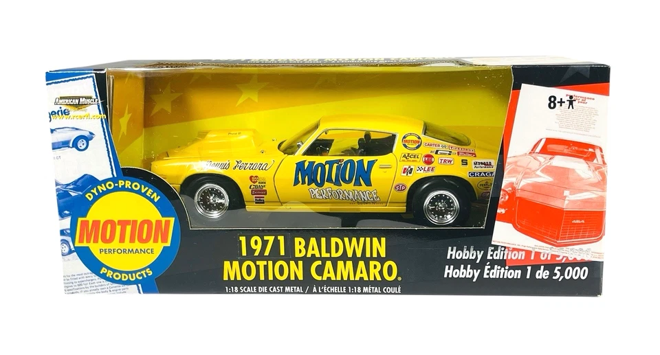 #33100 Ertl Dennis Ferrara Yellow 1971 Baldwin Motion Camaro ~ 1:18 2003 Diecast - Image 1 of 4