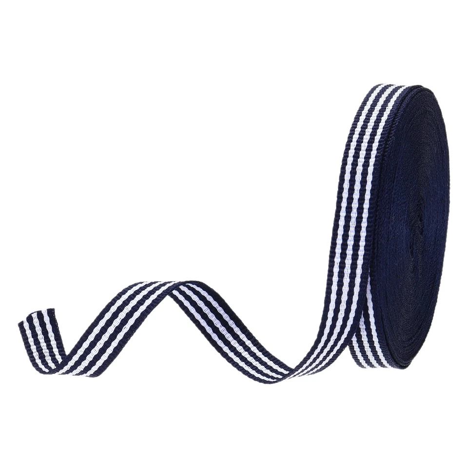 3/8"Navy and White Striped Grosgrain Ribbon, 10 Yard Polyester Stripe Ribbon - Image 1 of 4