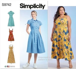 Vestido halter de verano con estampado de simplicidad S9742 con corpiño variaciones talla 4~20 - Imagen 1 de 11