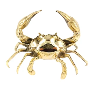 8" polished statue MUD CRAB solid brass BRASS claws BLUE SWIMMER  20 cm - Picture 1 of 7