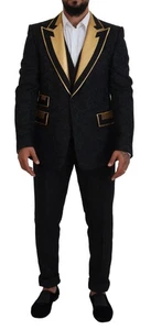 Dolce & Gabbana Black Gold Fantasy Tuxedo Slim Fit Men's Suit Authentic - Picture 1 of 6