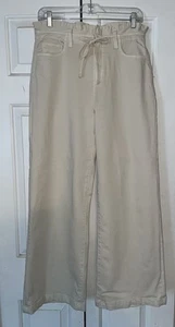 Jeans PAIGE HIGH RISE elasticizzato CROPPED gamba larga pantalone elasticizzato avorio TAGLIA 28 - Foto 1 di 14