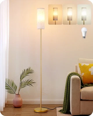 Lámparas de pie EDISHINE para sala de estar, lámpara de pie minimalista de 63,7 pulgadas, dorada Foto 1 de 4