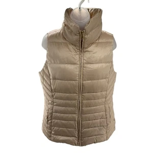 Talbots Metallic Champagne Puffer Vest Down Filled Womens Medium - Picture 1 of 9