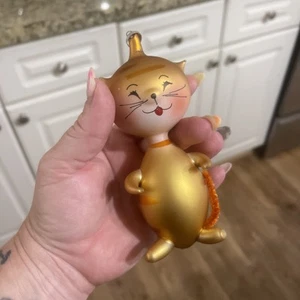 Vintage mundgeblasenes Glas De Carlini italienische Katze Kätzchen orange Weihnachtsschmuck - Bild 1 von 5