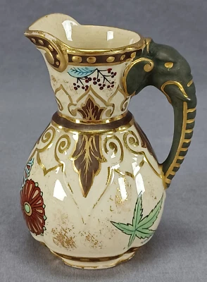 Royal Worcester Hand Painted Aesthetic & Gilt Elephant Handle Miniature Ewer - Image 1 of 4
