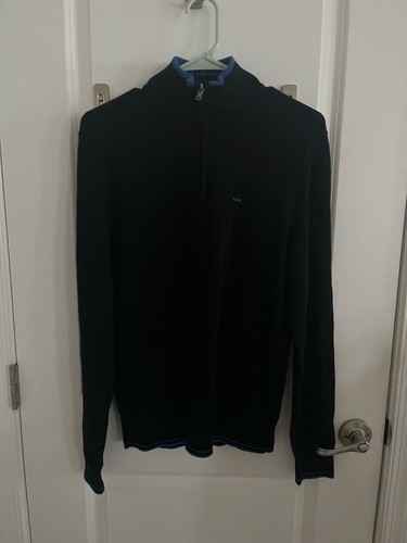 Felpa pullover Michael Kors uomo nera blu quarto zip 1 4 nuova con etichetta taglia small