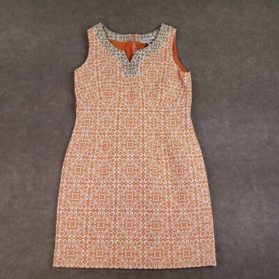 Vestido Sara Campbell para mujer talla 14 naranja blanco funda sin mangas bordado Foto 1 de 4