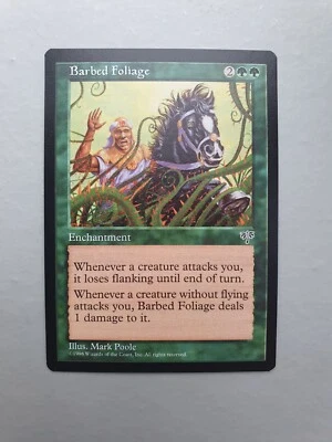 Barbed Foliage, MTG Mirage (1996) Uncommon Green Enchantment NM - Image 1 of 2