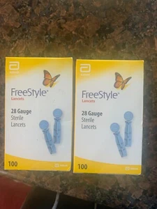 Freestyle lite LANCETS 2 BOX of 100 for Diabetic Blood glucose testing 28/07 - Picture 1 of 2