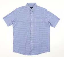 Casa Moda Mens Blue Check Cotton Button-Up Size L Collared Button