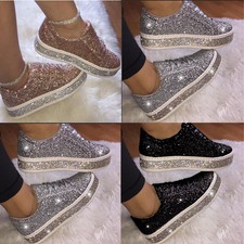 ladies black glitter trainers