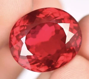 Natural Mozambique Blood Red Ruby 41.55 Ct Oval Certified Stunning Gemstone - Picture 1 of 8