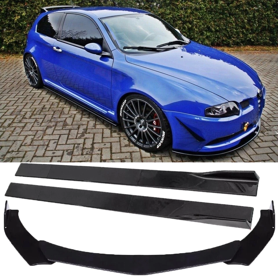 For Alfa Romeo 147 2001-2010 Car Front Bumper Lip Splitter Spoiler + Side Skirts - image 1 of 4