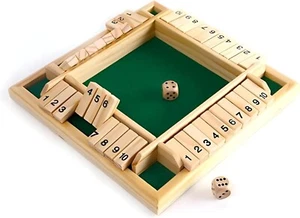 Wooden Shut The Box Board Game 10 Number Sided Dice Set for 2 to 4 Players - Picture 1 of 5