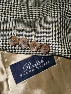 NUEVO 44L Ralph Lauren Abrigo Deportivo Para Hombre Lana Cuadros Tweed Blazer Chaqueta de 3 Botones Foto 1 de 4