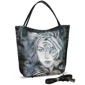 Echtleder Geldbörsen und Beuteltasche für Damen handbemalt Schultertasche Umhängetasche - Bild 1 von 7