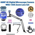 Soldering 150X Zoom Lens Digital Microscope Cam HD 4K 48MP 1080P Type-C HDMI Set