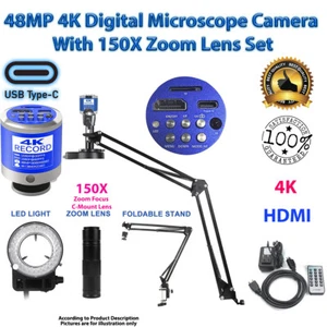 Ensemble HDMI pour objectif zoom à souder 150X microscope numérique caméra HD 4K 48MP 1080P type-C - Photo 1/47