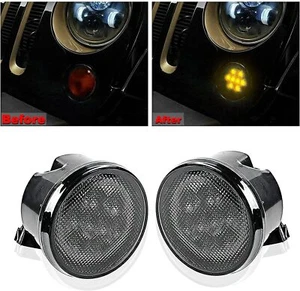 Front LED Turn Signal Lights for 2007-2017 Jeep Wrangler JK Amber Parking Lamps - Picture 1 of 12