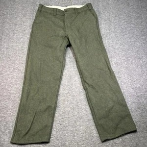 Vintage Wool Pants Codet Mens 36 Green Trousers Belt Loops Canada Warm Hunting - Picture 1 of 9