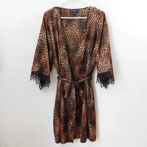 Bata con estampado animal de leopardo gatos y gatitos bolsillos International Concepts INC XL - Imagen 1 de 8