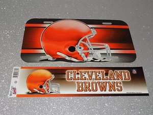 Cleveland Browns Plastic License Plate And Bumper Sticker Wincraft NFL - Picture 1 of 3