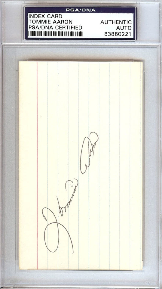 Tommie Aaron Autographed Signed 3x5 Index Card Atlanta Braves PSA/DNA #83860221 - Image 1 of 1